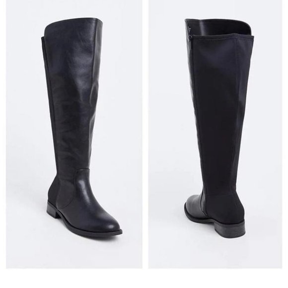 NWT  Torrid Black stretch over the knee pull up boot size 10.5 WW - Picture 1 of 4